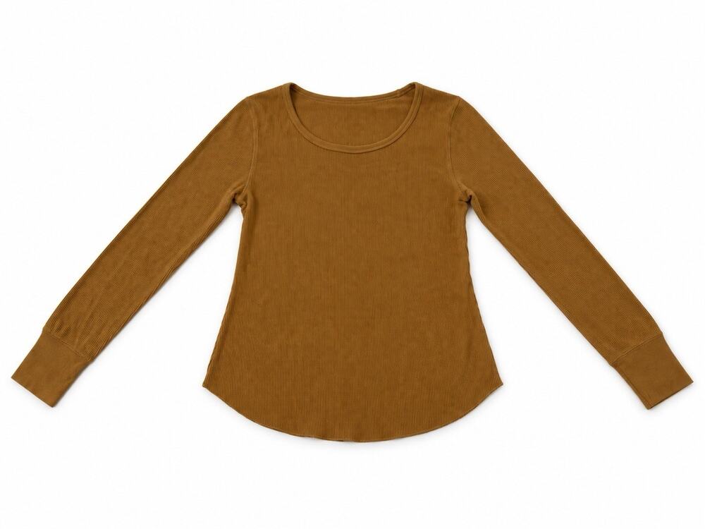 Old Navy Women’s Medium Brown Waffle Knit Thermal Long Sleeve Top